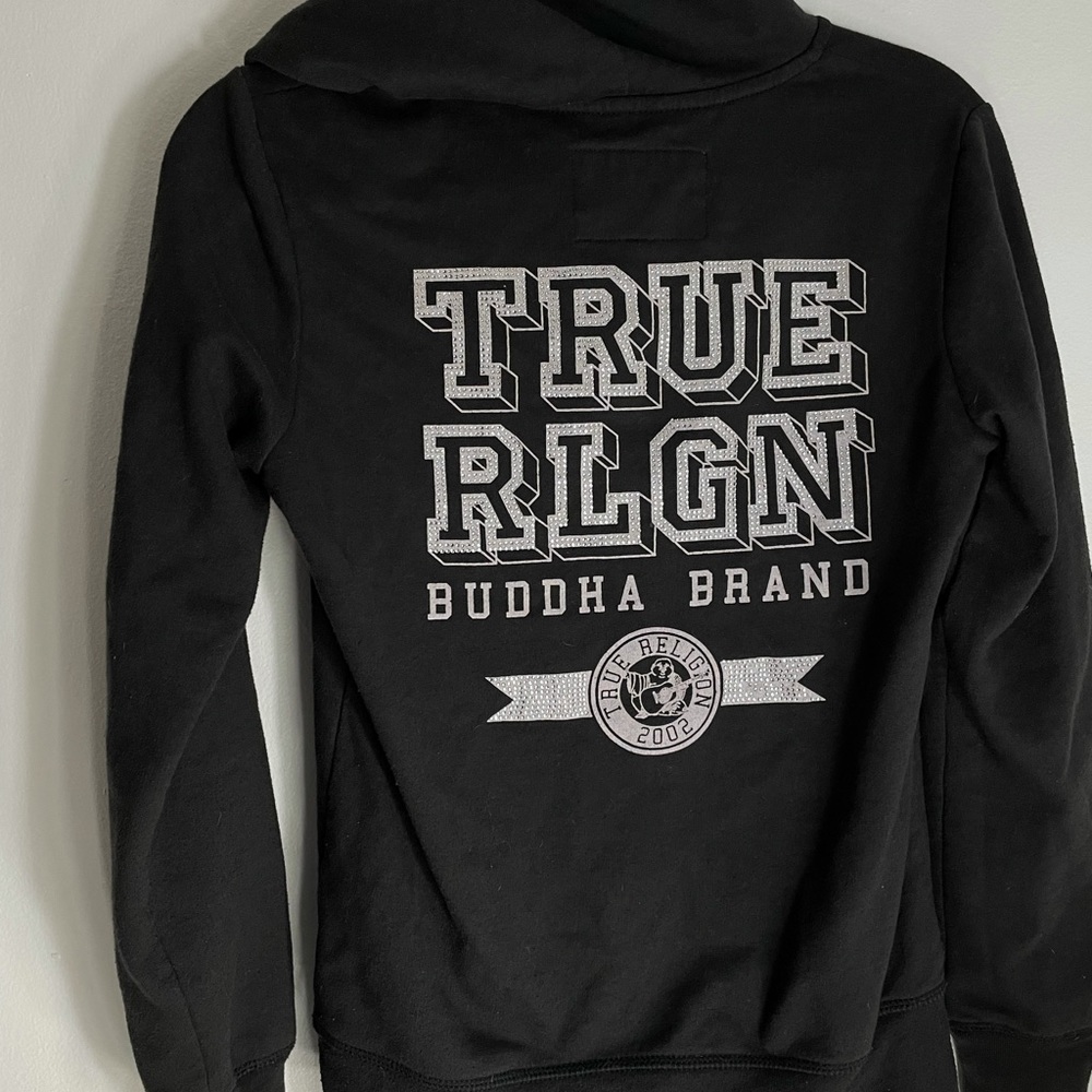 True Religion- Bedazzled quarter zip hoodie